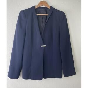 Giorgio Armani Single Breasted Blazer Navy Blue Silver Bar Snap Closure 44